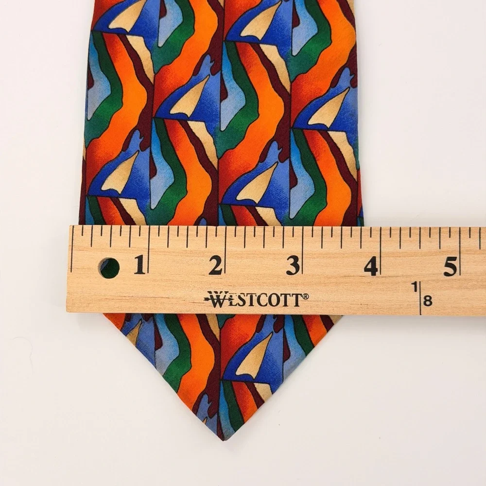 J Garcia Necktie Mens OS Multicolor Butterfly Study Abstract Silk Vintage Tie